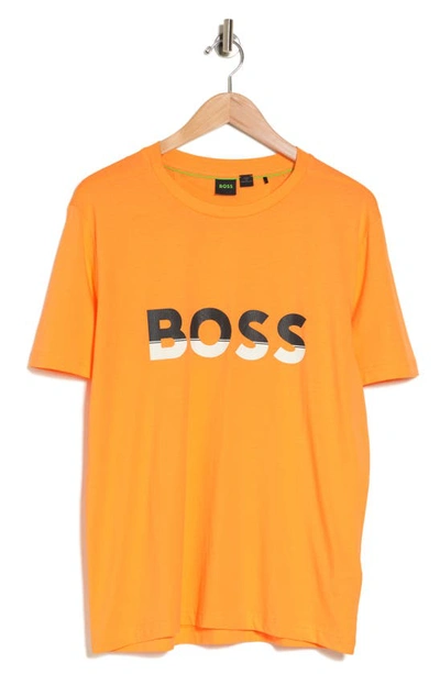 Hugo Boss Logo Graphic T-shirt In Open Orange