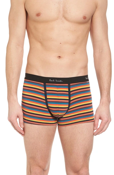 Paul Smith Stripe Stretch Cotton Trunks In Orange/ Black Multi