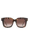 Diff 56mm Makay Square Sunglasses In Dark Tort/brown Gradient Lens