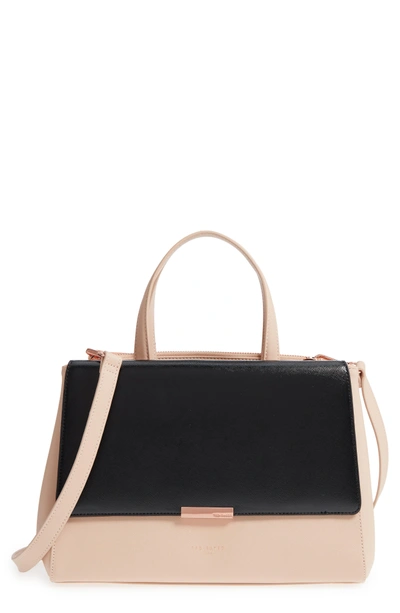 Ted Baker Dadelph Faux Leather Satchel - Ivory In Taupe