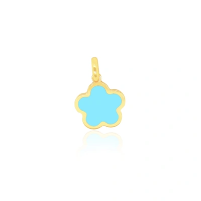 The Lovery Mini Turquoise Flower Charm In Blue