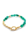 Monica Vinader Keshi Pearl Bracelet In 18k Gold Vermeil/green Onyx