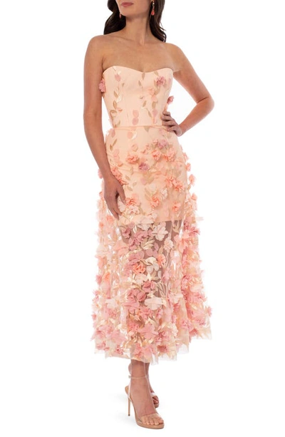 Helsi Kai Floral Strapless Midi Dress In Mauve