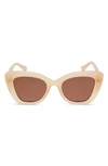 Diff 52mm Melody Sunglasses In Milky Nude / Brown Lens.