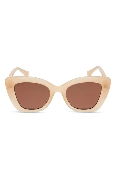 Diff 52mm Melody Sunglasses In Milky Nude / Brown Lens.