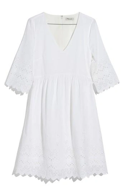 Madewell Eyelet Lattice Dress In White Wash