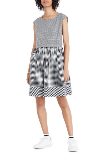 Madewell Gingham Tie Back Minidress In True Black | ModeSens