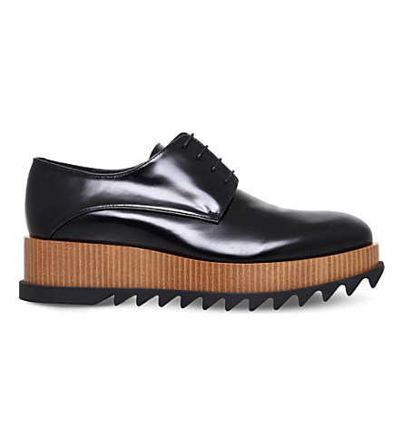 Jil Sander Teeth Flatform Leather Derby Shoes In Black/comb | ModeSens