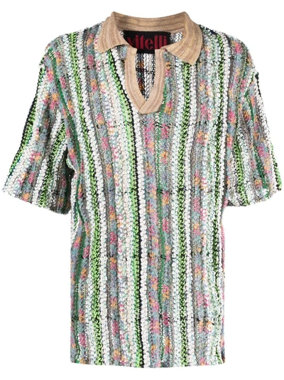 Vitelli Vertical-stripe Knitted Polo Shirt In Multicolour