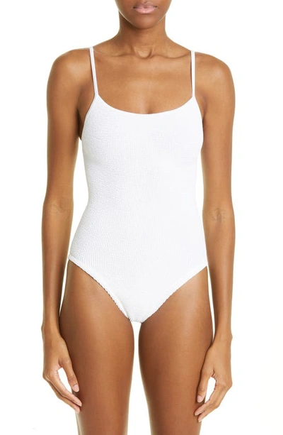 Hunza G Pamela Crinkle One-piece Swimsuit In White