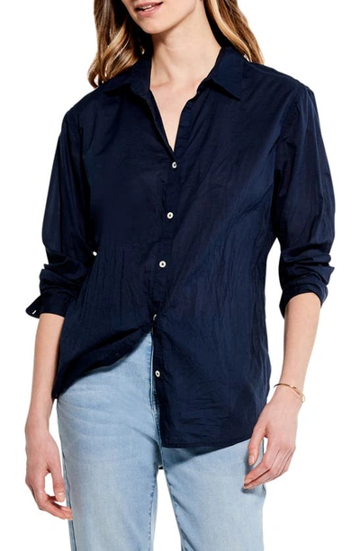 Nic + Zoe Long Sleeve Cotton Button-up Shirt In Dark Indigo