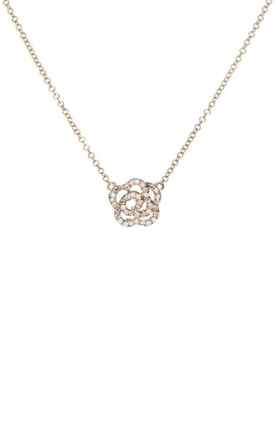 Ef Collection Diamond Rose Pendant Necklace In Gold