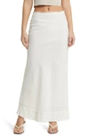 Topshop Linen Maxi Skirt In Ivory - Part Of A Set-white