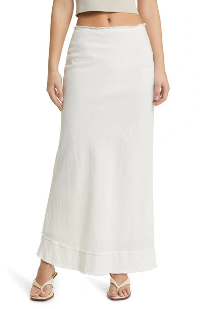Topshop Linen Maxi Skirt In Ivory - Part Of A Set-white