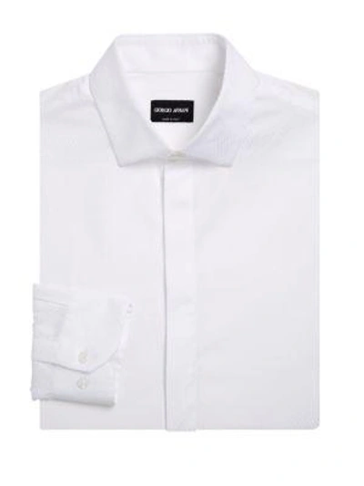 Giorgio Armani Solid Modern Fit Dress Shirt In White