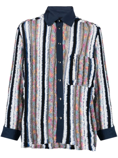 Vitelli Striped Knit-panel Shirt In Multicolor