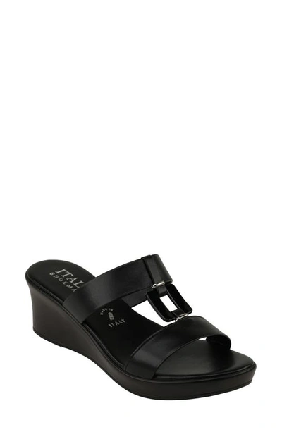 Italian Shoemakers Tenley H-strap Wedge Sandal In Black