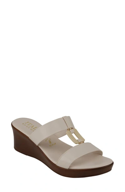 Italian Shoemakers Tenley H-strap Wedge Sandal In Bone