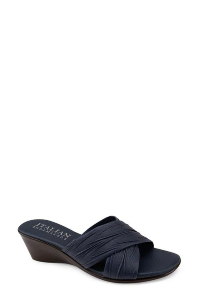 Italian Shoemakers Kenny Wedge Slide Sandal In Denim