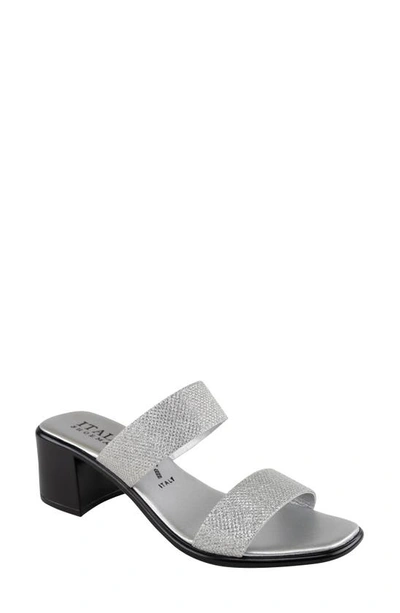 Italian Shoemakers Frannie Mid Heel Sandal In Silver