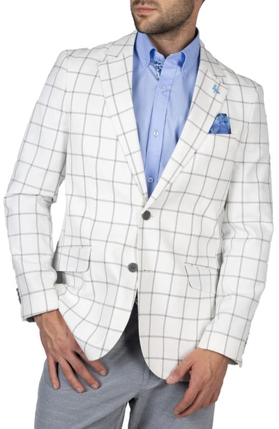 Tailorbyrd Modern Fit Classic Windowpane Sport Coat In Off White/ Charcoal