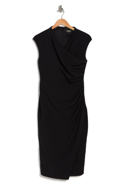 Alexia Admor Yoon Cap Sleeve Draped Sheath Dress In Black