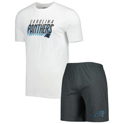 Concepts Sport Charcoal/white Carolina Panthers Downfield T-shirt & Shorts Sleep Set