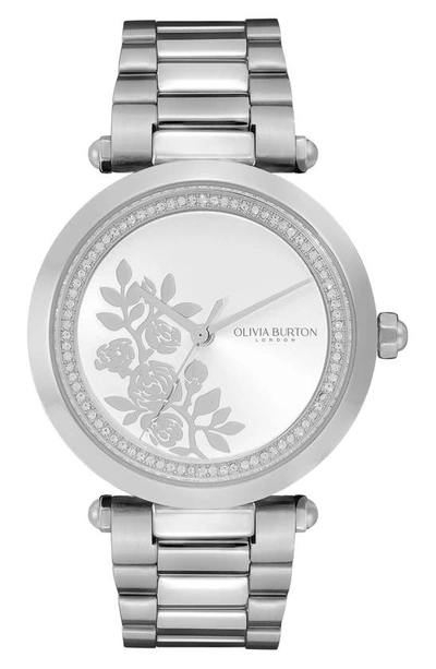 Olivia Burton Signature Florals Bracelet Watch, 34mm In Silver