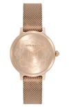 Olivia Burton Signature Floral Mesh Strap Watch, 28mm In Rose Gold