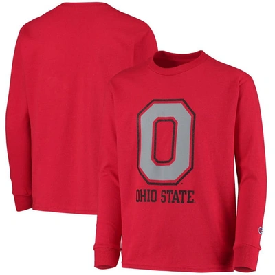 Champion Kids' Youth  Scarlet Ohio State Buckeyes Lockup Long Sleeve T-shirt