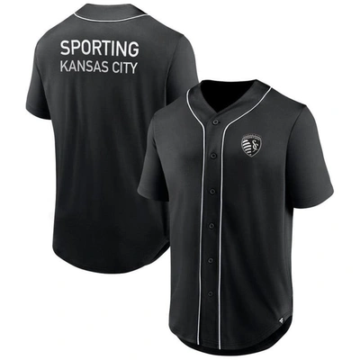 Fanatics Branded Black Sporting Kansas City Third Period Fashion Baseball Button-up Jersey