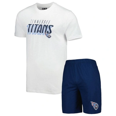 Concepts Sport Navy/white Tennessee Titans Downfield T-shirt & Shorts Sleep Set