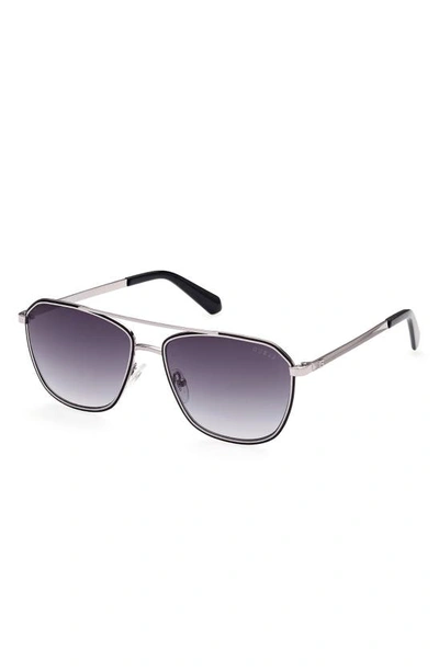 Guess 56mm Aviator Sunglasses In Black/ Other / Gradient Smoke