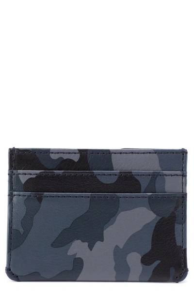 Hobo Leather Card Case In Blue Camo