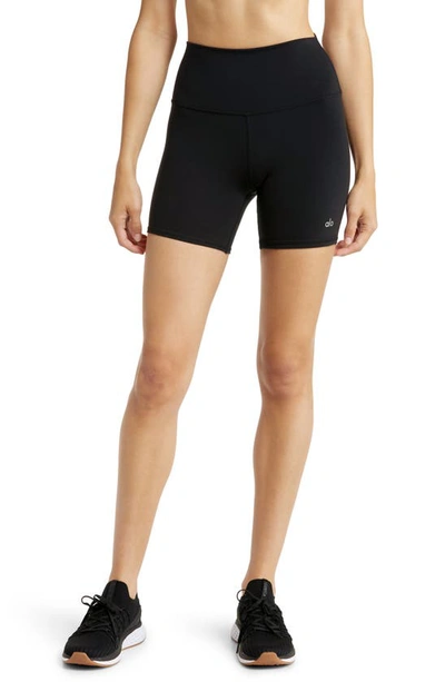 Alo Yoga Airbrush High Waist Bike Shorts In Black