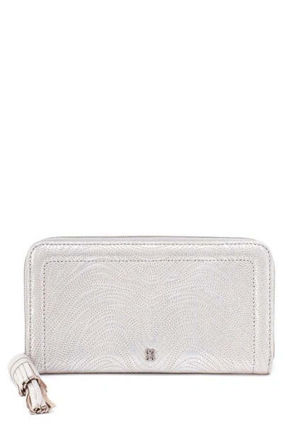 Hobo Large Nila Leather Zip Around Wallet In Silver