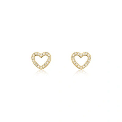 The Lovery Diamond Cut Out Heart Stud Earrings In Gold
