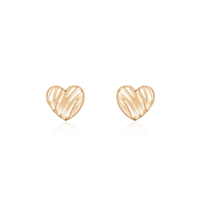 The Lovery Scribble Heart Stud Earrings In Gold