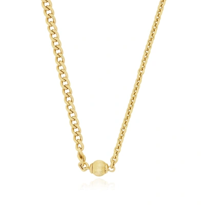 The Lovery Half & Half Curb Link Golden Ball Necklace