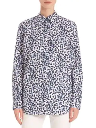 Lafayette 148 Crisp Dotted Shirt In Ink
