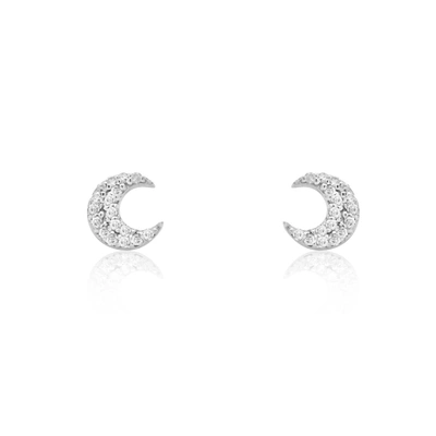The Lovery Diamond Moon Stud Earrings In Gold