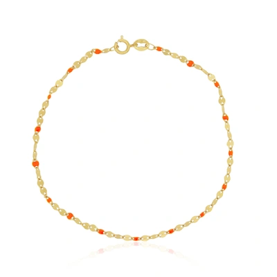 The Lovery Orange Enamel Glitter Bracelet In Gold