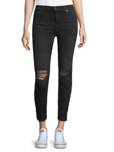 7 For All Mankind Gwenevere High-rise Ankle Jeans In Aged Black