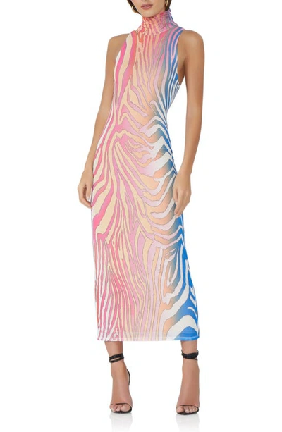 Afrm Serenity Sleeveless Turtleneck Midi Dress In Spring Multi Zebra