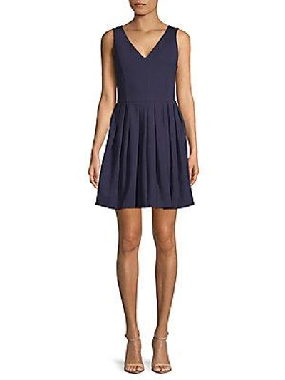 Halston Heritage Pleated Fit-and-flare Dress In Midnight
