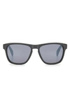Rag & Bone 56mm Rectangle Sunglasses In Matte Grey / Silver Mirror
