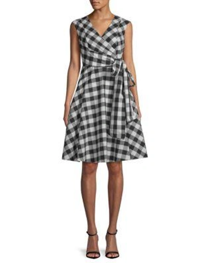 Calvin Klein Gingham Wrap Dress In Black White