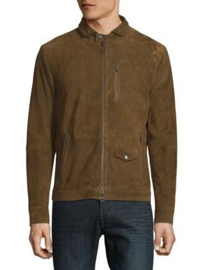 John Varvatos Slim-fit Front Zip Leather Jacket In Russet