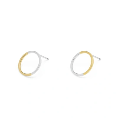 Myia Bonner Two-tone 9k Yellow Gold & Silver Circle Stud Earrings