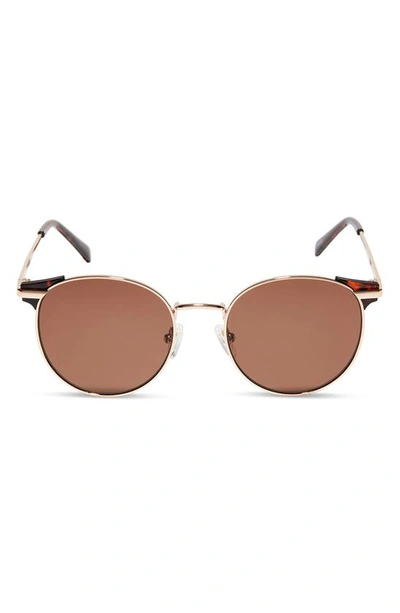 Diff 53mm Logan Round Sunglasses In Gold/ Brown Lens | ModeSens display picture 2